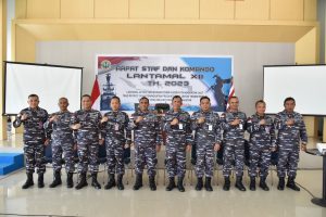 Tindak Lanjut Hasil Rapim TNI, TNI AL dan Rapim Koarmada I, Lantamal XII Pontianak Gelar Rapat Staf dan Komando