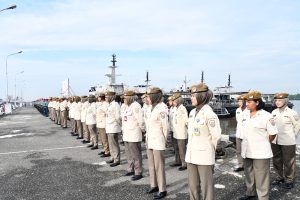 Lantamal I Laksanakan Upacara Bendera di Lapangan Apel Mako