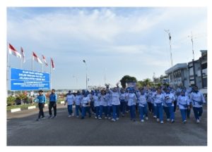 Jalasenastri Korcab I DJA I Laksanakan Olahraga Bersama Prajurit dan PNS Lantamal I Dalam Rangka Menyambut HUT Ke- 77 Jalasenastri 