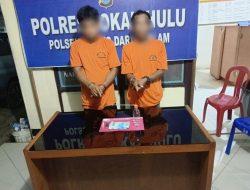 Dua Pria Tak Berkutik Saat Diringkus Personil Polsek Kuntodarussalam Dalam Kasus Sabu