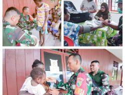 Peduli Kesehatan Ibu dan Bayi, Satgas TMMD Gelar Posyandu dan Berikan Makanan Tambahan
